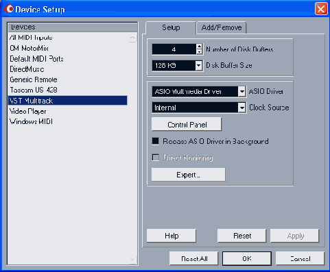   Device Setup  VST Multitrack